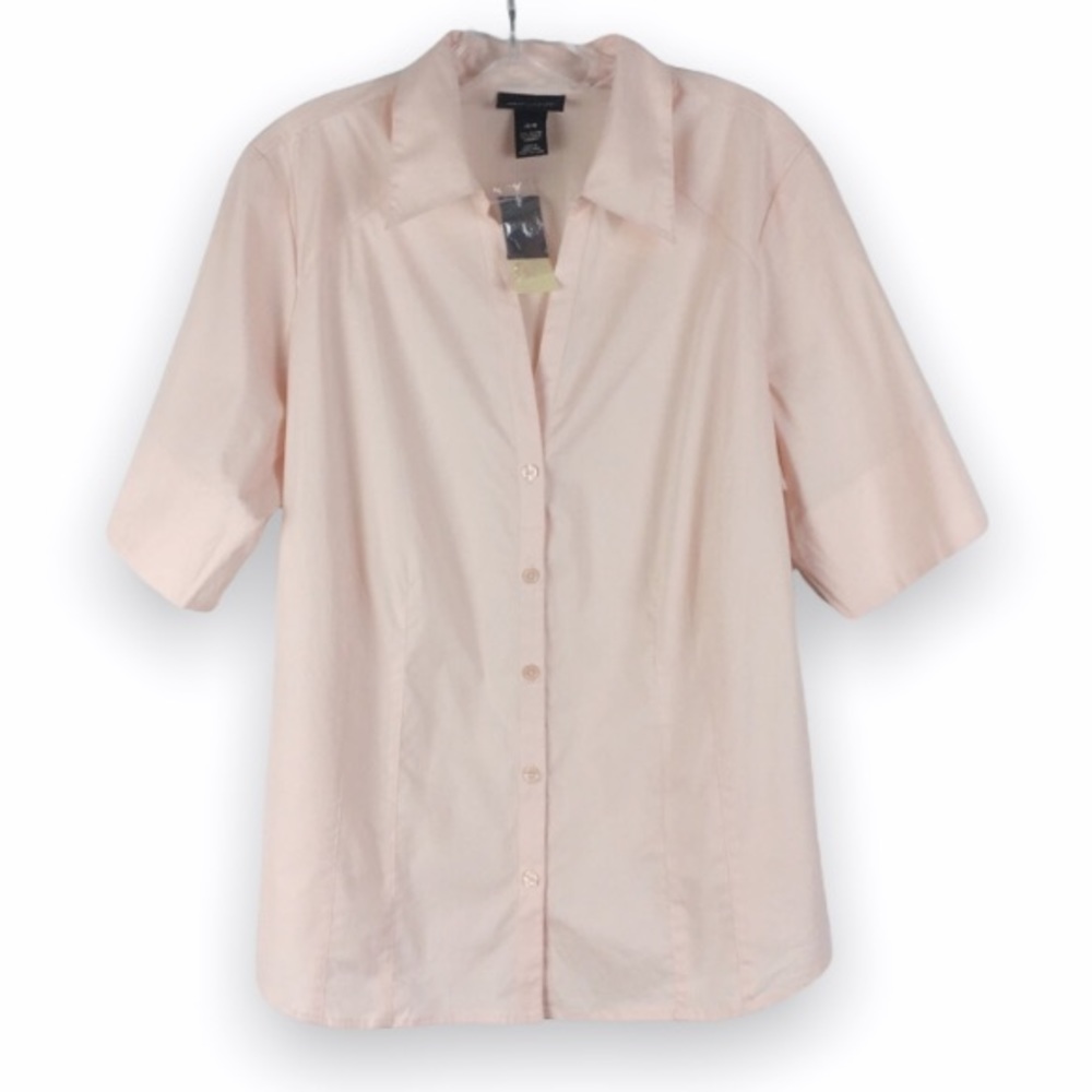 NWT Lane Bryant Womens Size 14 16 Light Pink Button Down Shirt Top Blouse